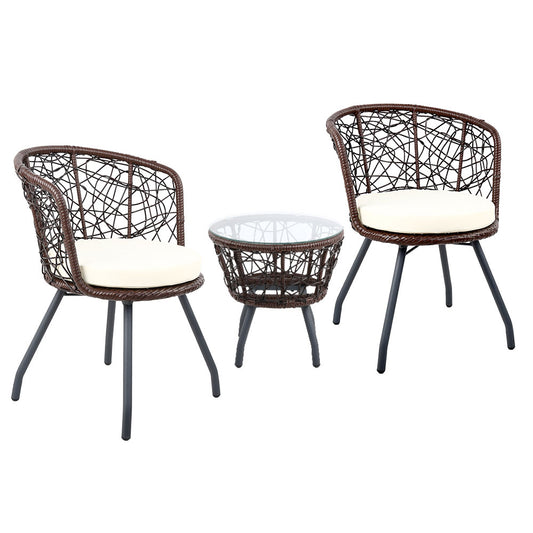 Outdoor Patio Chair and Table - Brown