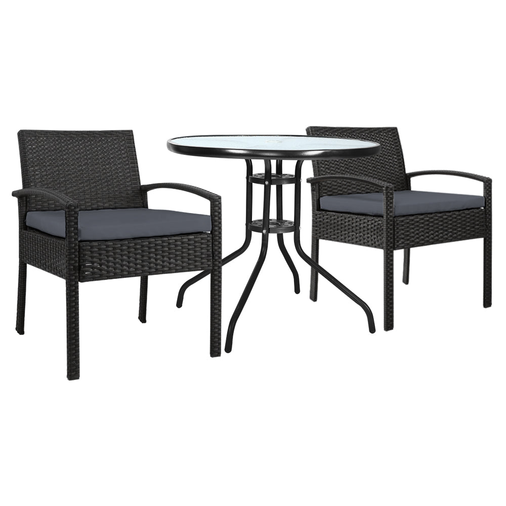 3 Piece Outdoor Wicker Cafe Bar Set