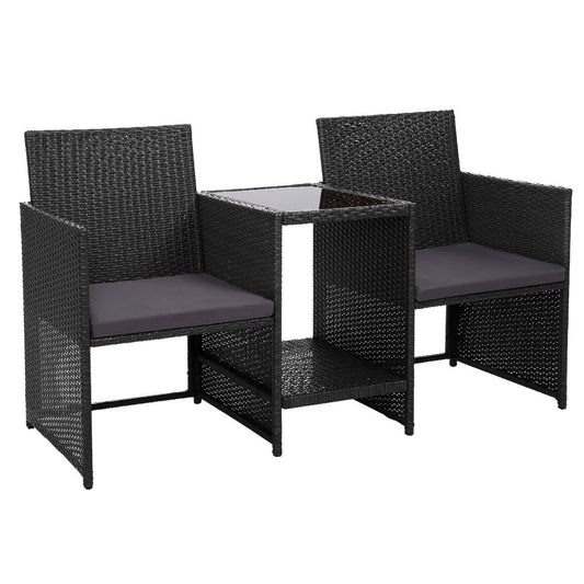 Outdoor Wicker Loveseat Bistro Setting