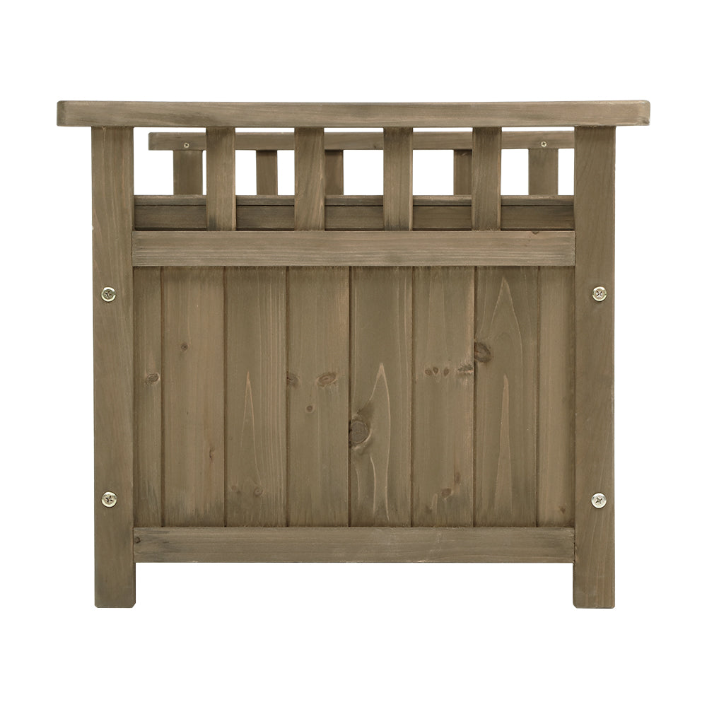 Elwood Brown Timber Garden Seat With Cabinet