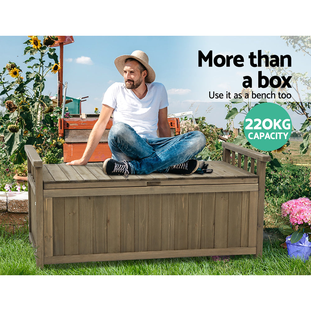 Elwood Brown Timber Garden Seat With Cabinet