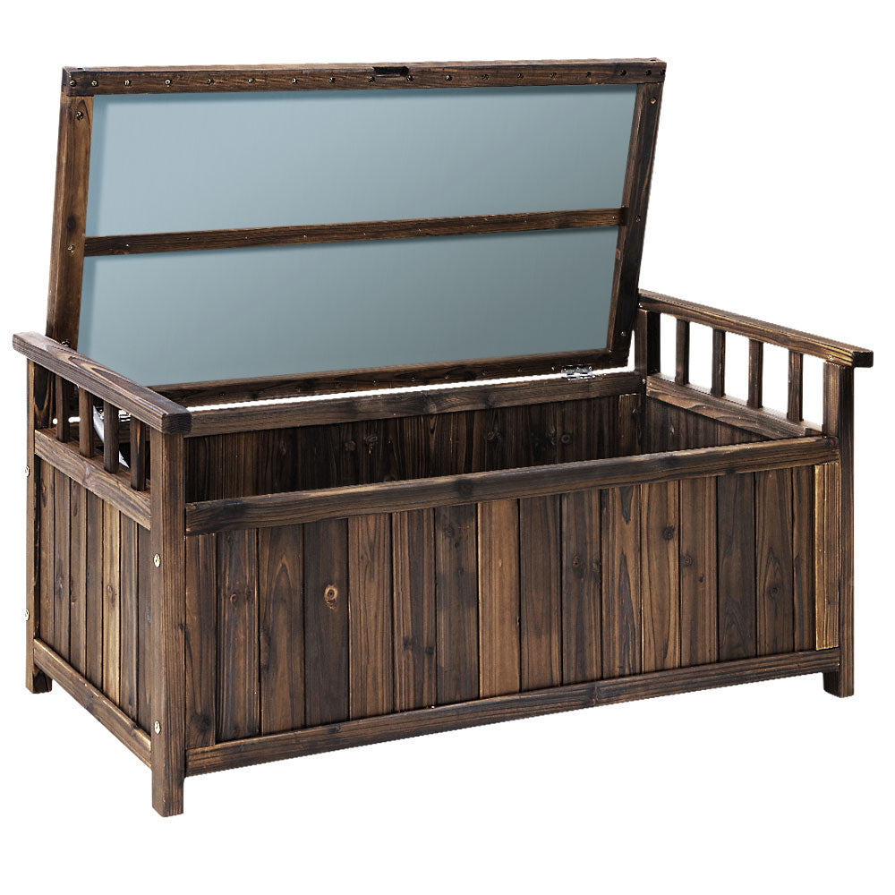 Charcoal Timber Garden Seat With Cabinet