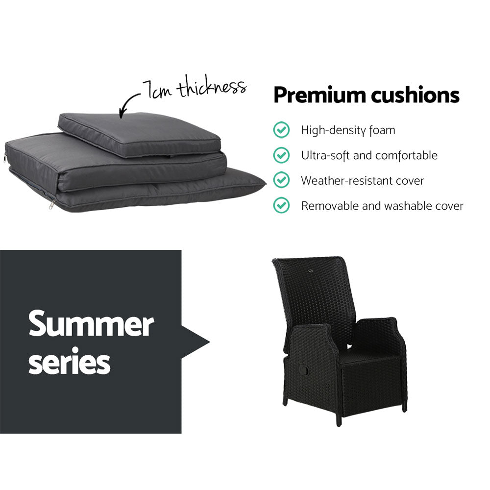 Mauritius Outdoor Black Recliner Chair