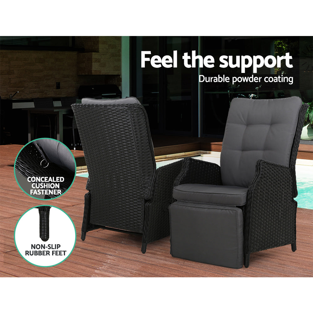 Mauritius Outdoor Black Recliner Chair