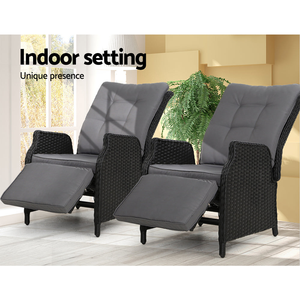 Mauritius Outdoor Recliner Chairs Set of 2