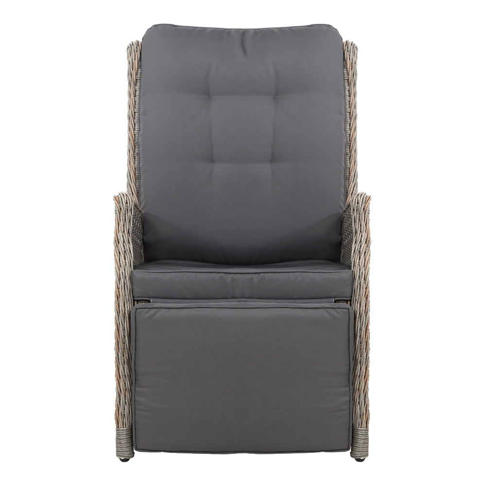 Maui Outdoor Grey Recliner Sunlounge Chairs Set of 2