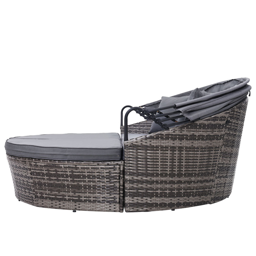 Outdoor Lounge Setting Patio Furniture Sofa Wicker Garden Rattan Set Day Bed Grey