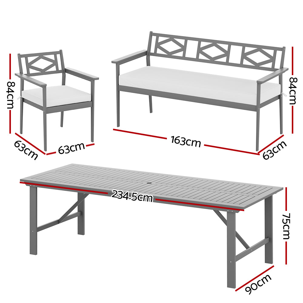 5pcs Outdoor Furniture Dining Set Chair Table Acacia Wood 6 Seater