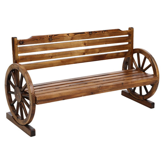 3 Seater Edwin Wagon Wheel Garden Bench - Canadian Fir Wood