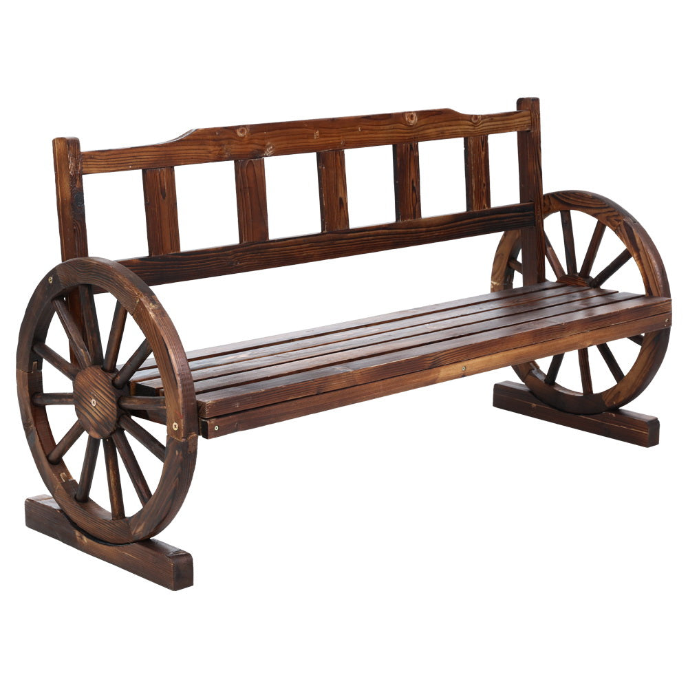 3 Seater Thomas Wagon Wheel Garden Bench - Canadian Fir Wood