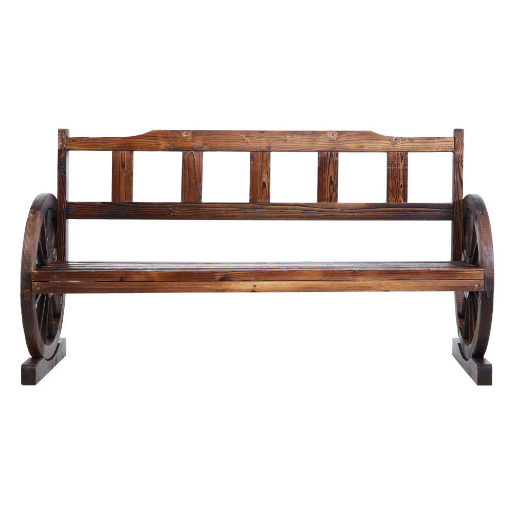 3 Seater Thomas Wagon Wheel Garden Bench - Canadian Fir Wood