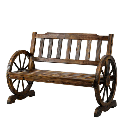 2 Seater Gabrielle Wagon Wheel Garden Bench - Canadian Fir Wood