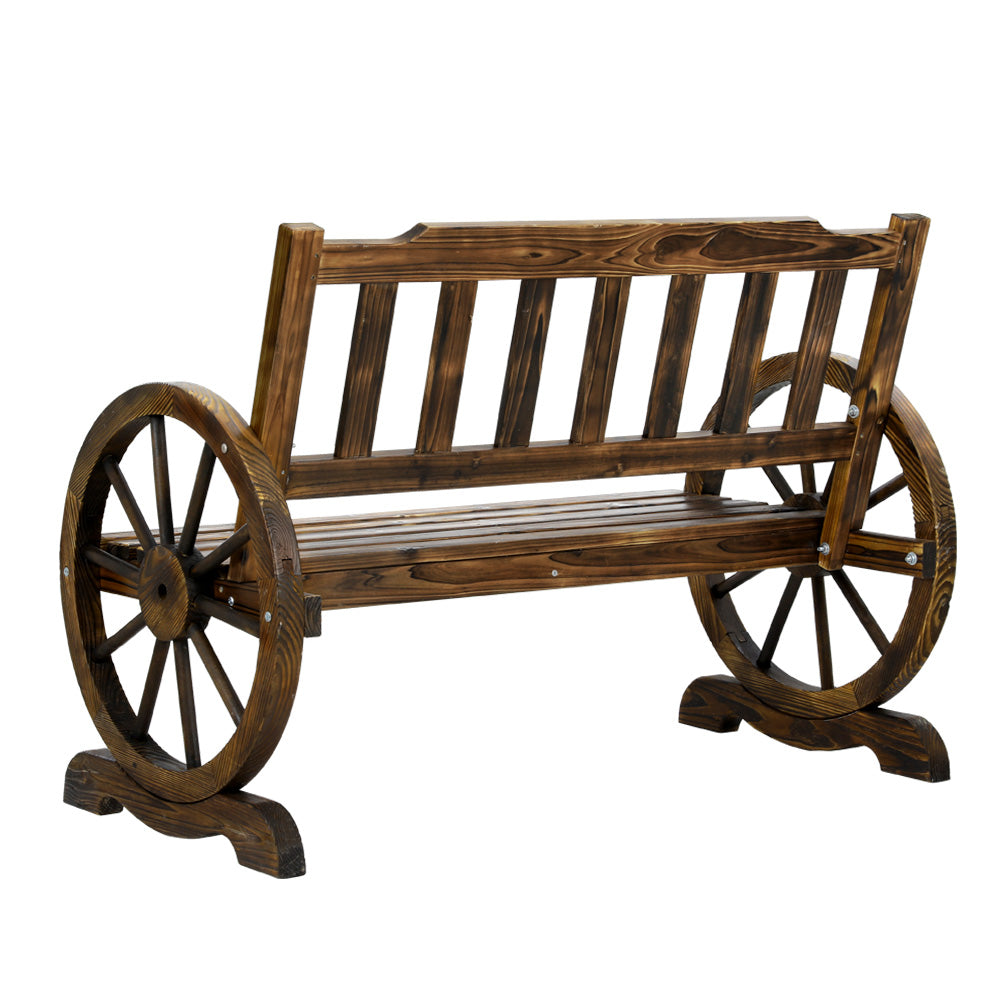 2 Seater Gabrielle Wagon Wheel Garden Bench - Canadian Fir Wood