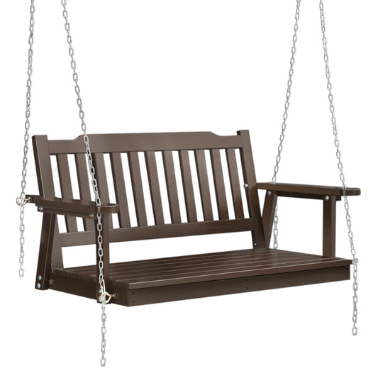 2 Seater Outdoor Wooden Swing Bench - Brown