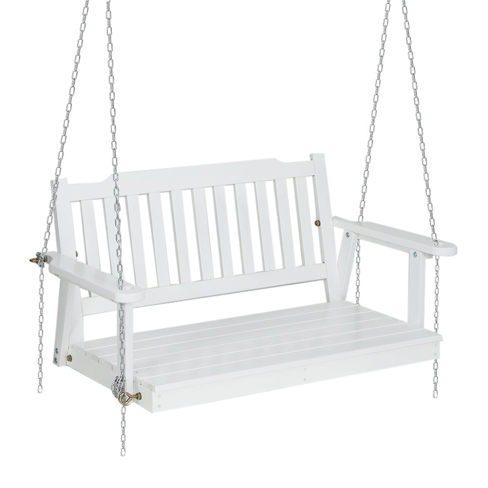 2 Seater Outdoor Wooden Swing Bench - White