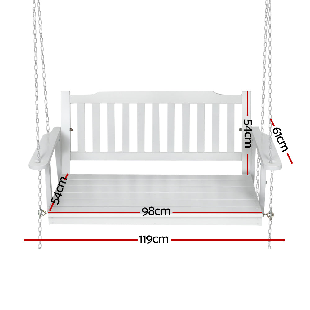 2 Seater Outdoor Wooden Swing Bench - White