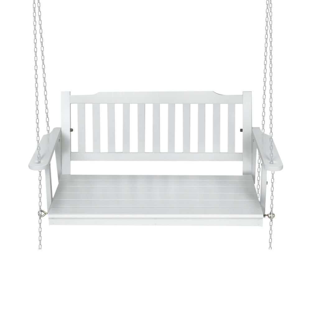 2 Seater Outdoor Wooden Swing Bench - White