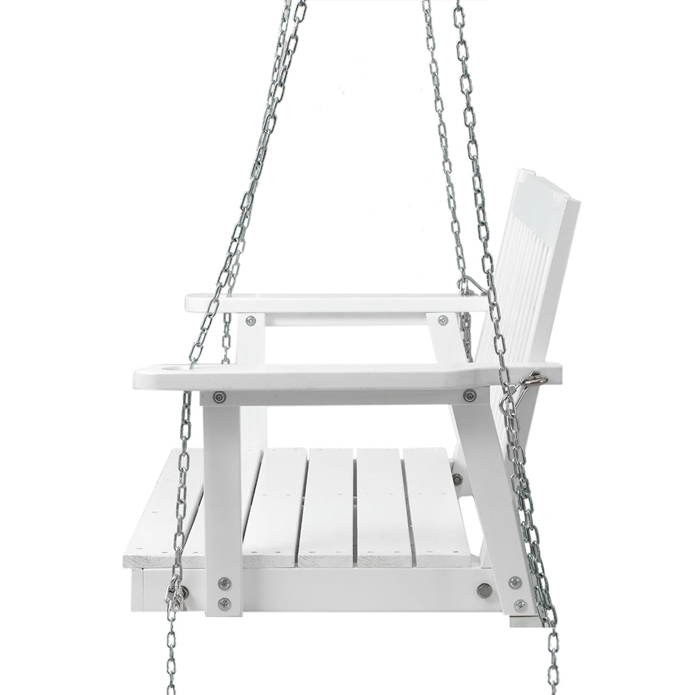 2 Seater Outdoor Wooden Swing Bench - White