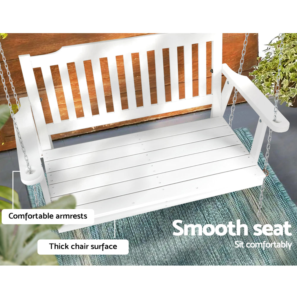 2 Seater Outdoor Wooden Swing Bench - White