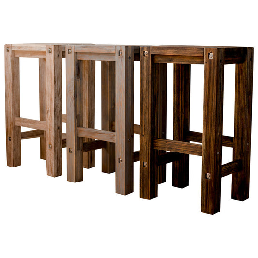 Set of 3 Mix Outdoor Barstools -Eucalyptus Timber