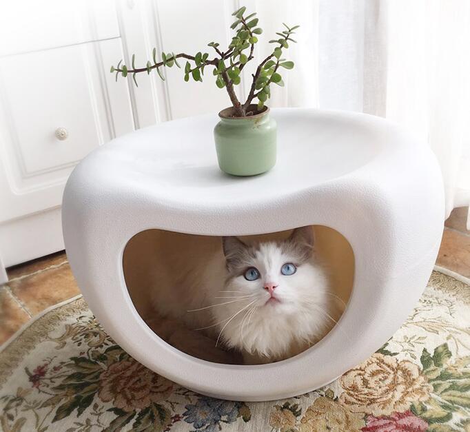 Small Pet White Cave Bed