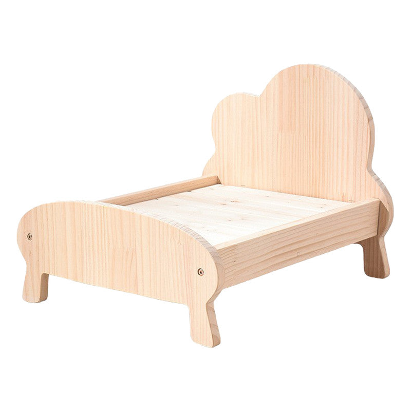 Solid Wooden Pet Frame Bed W/Pillow & Mattress