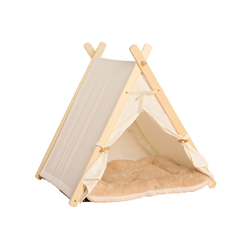 Teepee bed for Dogs & Cats With Cushion - Off White