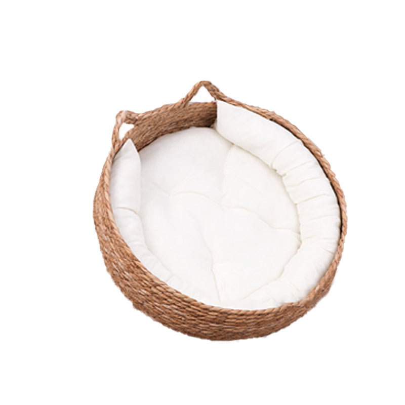 Hand Woven Pet Bed Basket Nest With Bedding