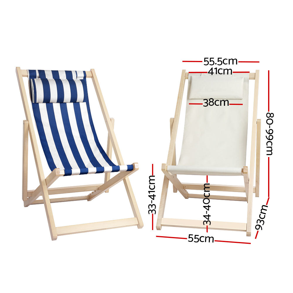 Foldable Beach Sling Chair - Beige