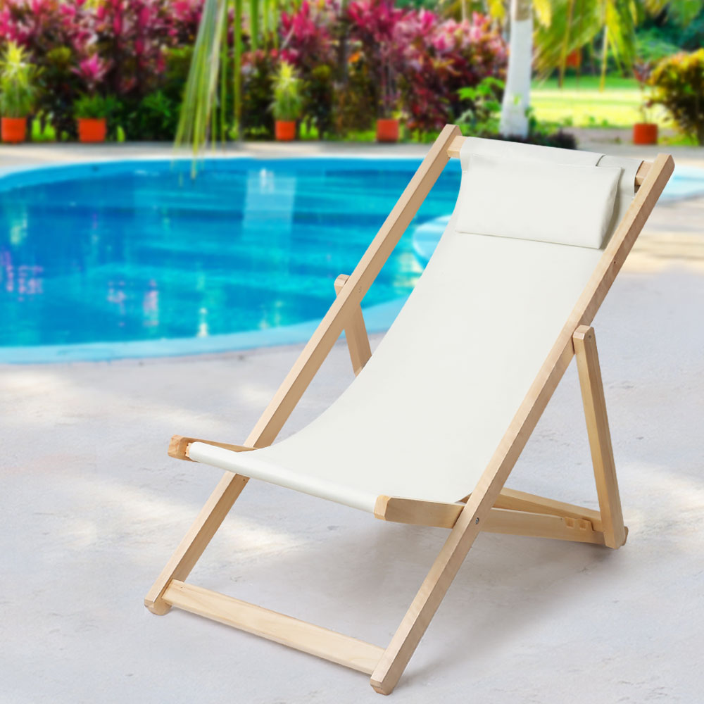 Foldable Beach Sling Chair - Beige