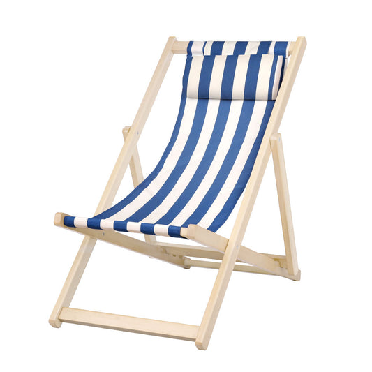 Foldable Beach Sling Chair - Blue & White Stripes