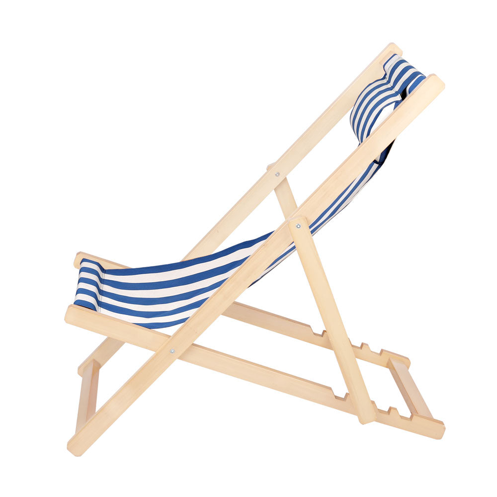 Foldable Beach Sling Chair - Blue & White Stripes