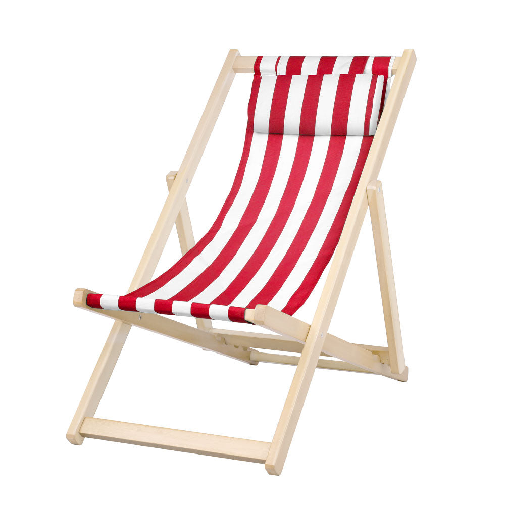 Foldable Beach Sling Chair - Red and White Stripes