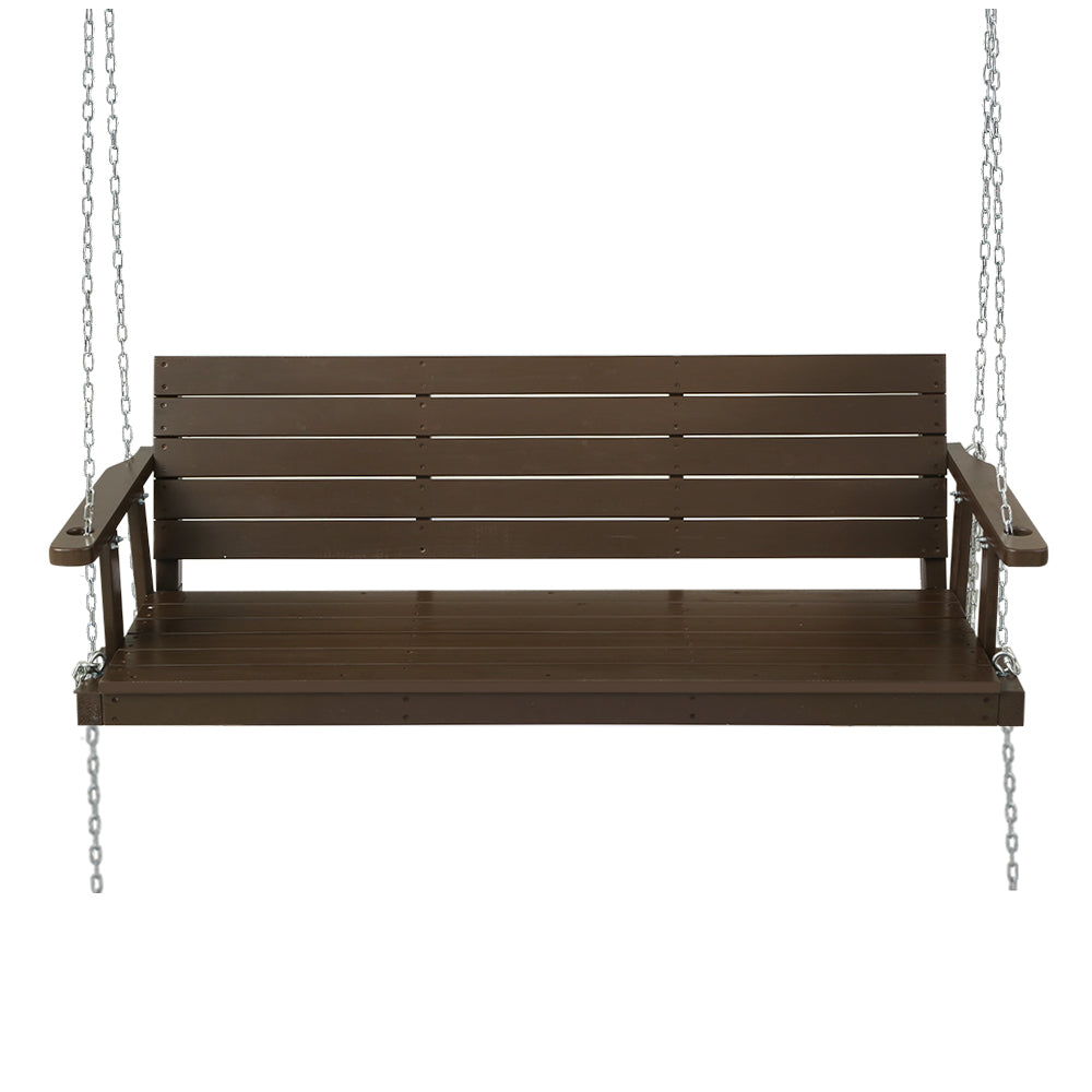 3 Seater Outdoor Wooden Swing Bench - Brown