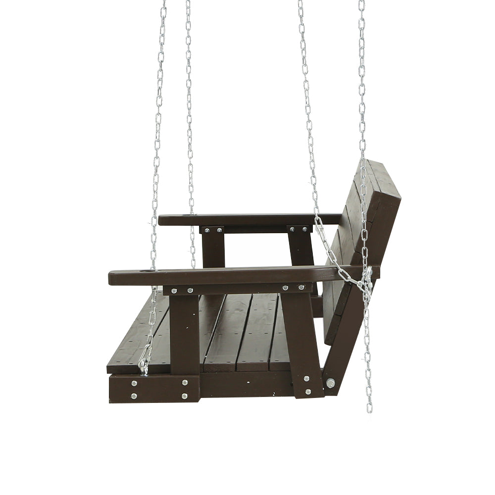 3 Seater Outdoor Wooden Swing Bench - Brown