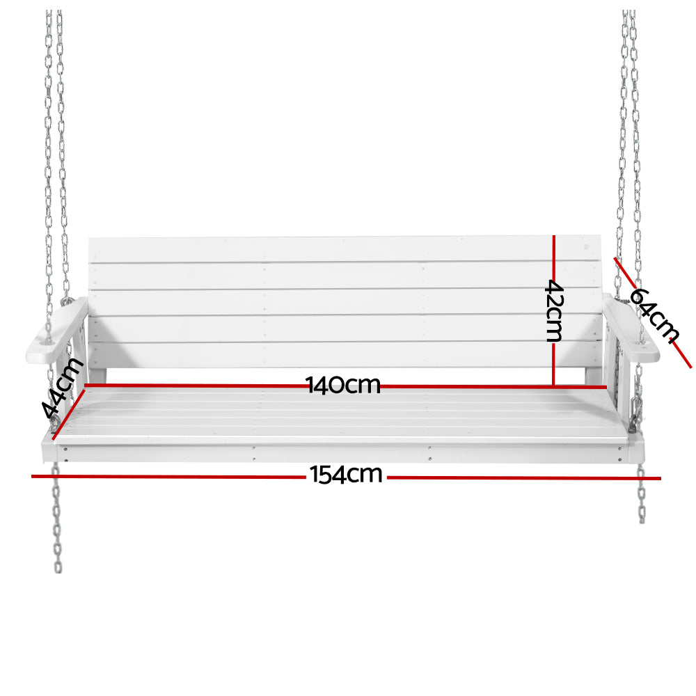 3 Seater Outdoor Wooden Swing Bench - White