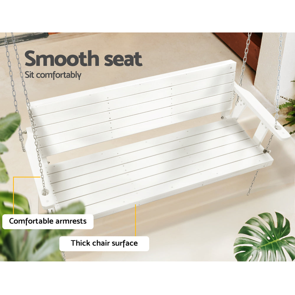 3 Seater Outdoor Wooden Swing Bench - White